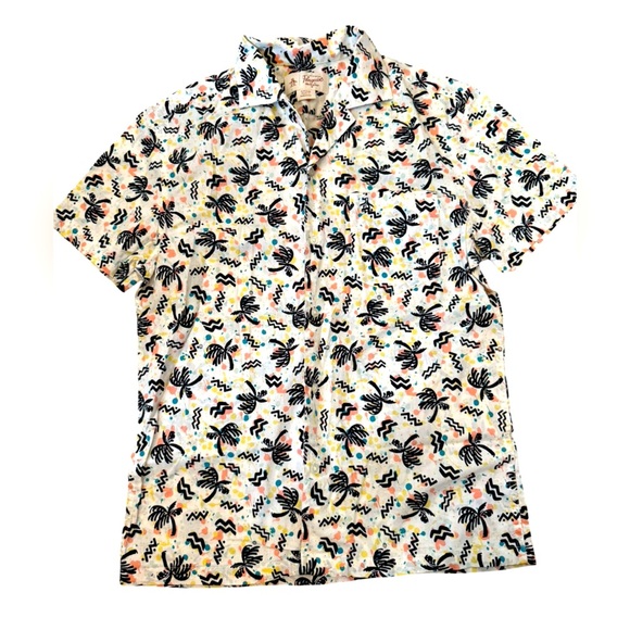Original Penguin Palm Tree Print Cotton Short Sleeve Button Down Size Small - Picture 4 of 4